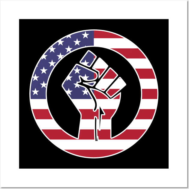 Black Lives Matter Fist Circled Flag America USA Wall Art by aaallsmiles
